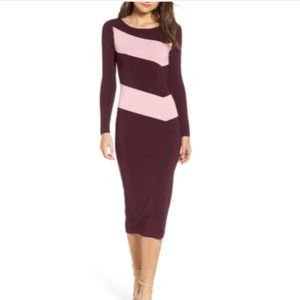 NWOT Chelsea28 Long Sleeve Bold Stripe Body-Con Dress